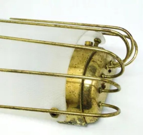 Postmoderne polnische Wandleuchte, 1970er Jahre, Wandleuchten, Metall, Plexiglas, Gold (Foto 3 von 5)