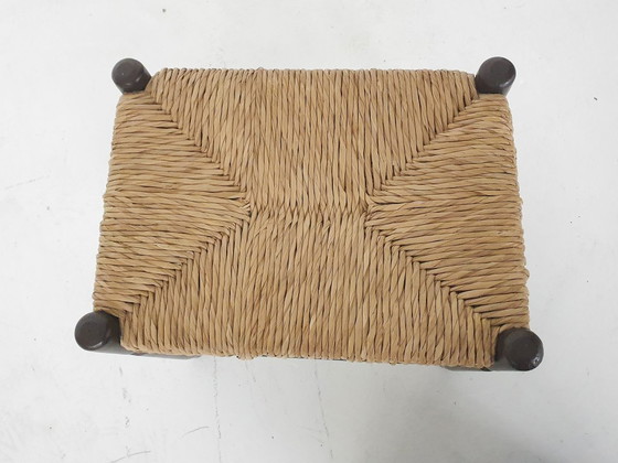 Image 1 of Tabouret vintage en rotin et bois, années 1960