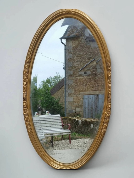 Oval mirror in gilded wood, Louis XVI style (photo 6 of 12)