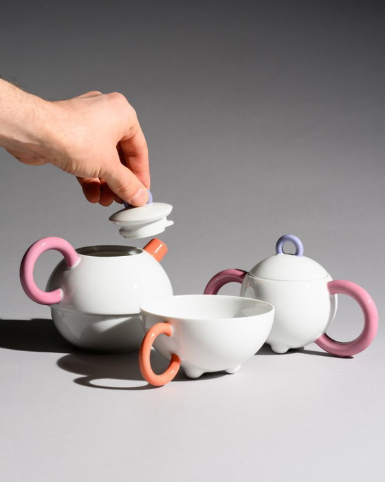 Image 1 of Matteo Thun “Tea for One” Porcelain Full Set Arzberg Postmodern Design Memphis