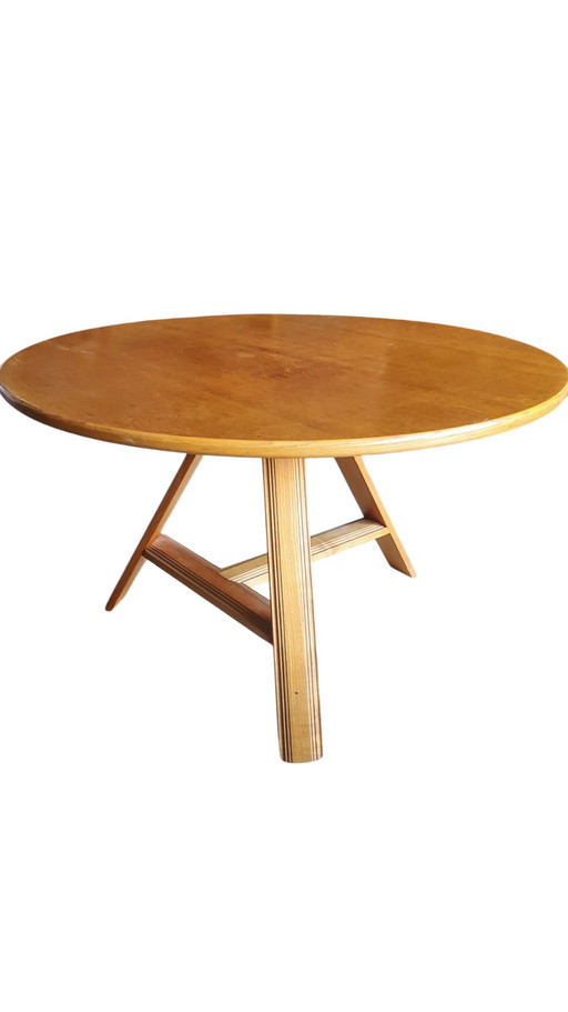 Table basse ronde en chêne vierge Vintage 1960s