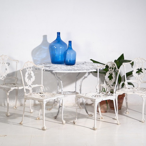 Table et chaises de jardin vintage blanches (c.1950). Ensemble de 5 pièces – Ensembles de jardin, Aluminium (photo 4 of 40)
