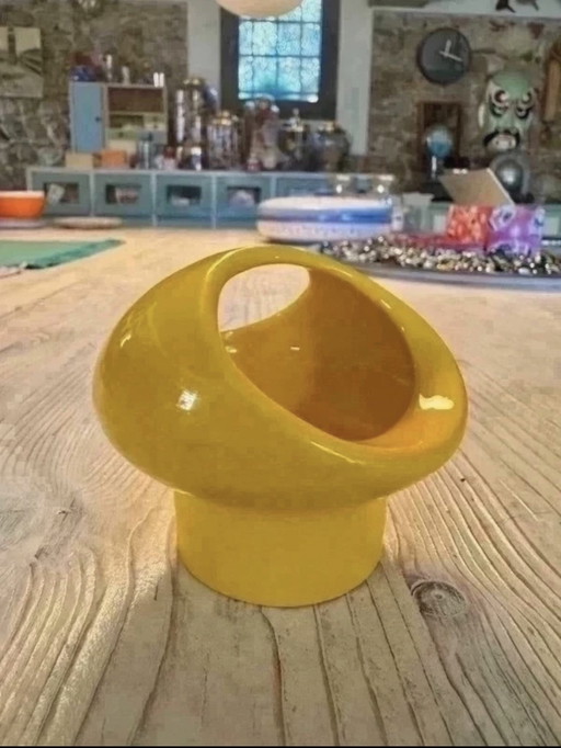 Vintage Gelber Keramik Space Age Behälter