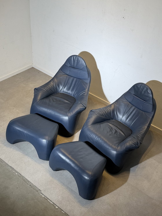 Image 1 of Marc Sadler “Hal” Lounge Chair + Ottoman for Cassina (1996) – Blue Leather
