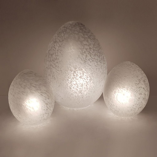Vintage French Egg Table Lamps from Verrerie de Vianne, 1980s, Set of 3