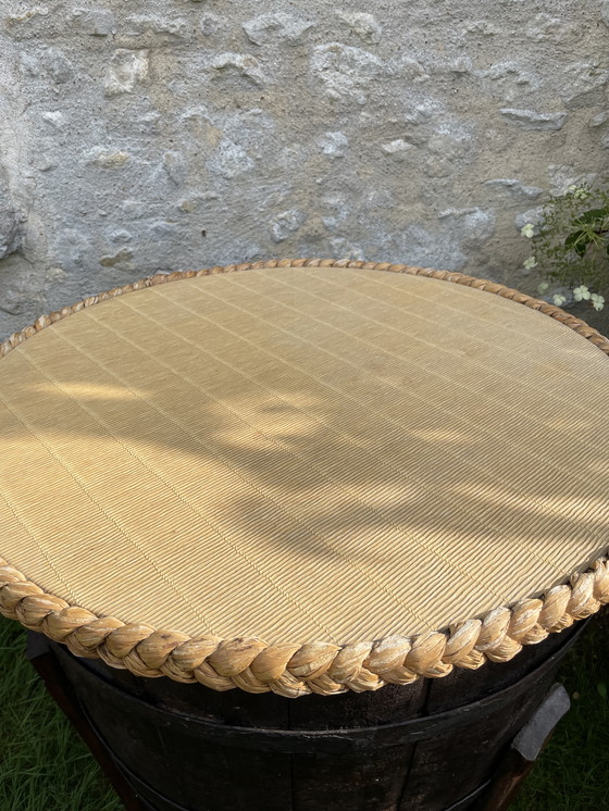 Image 1 of Bar e sgabello in rattan attribuiti ad Audoux e Minet