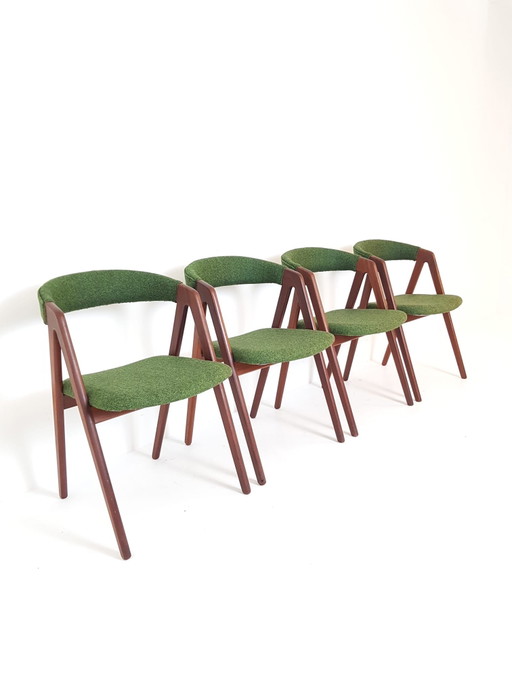 4 Sillas Vintage Farstrup Thomas Harlev Modelo 205 Tapizadas de Nuevo Keymer Rich Wool