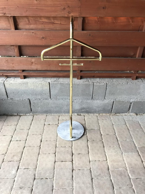 Servomuto Mid-Century in Ottone e Marmo, anni '70