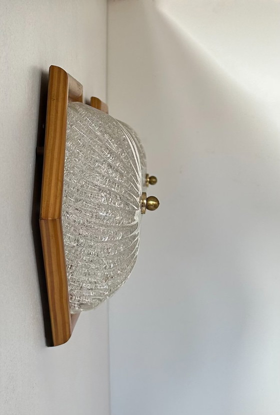 Image 1 of Coppia di lampade d'epoca, pino e vetro di Murano, Italia 1980