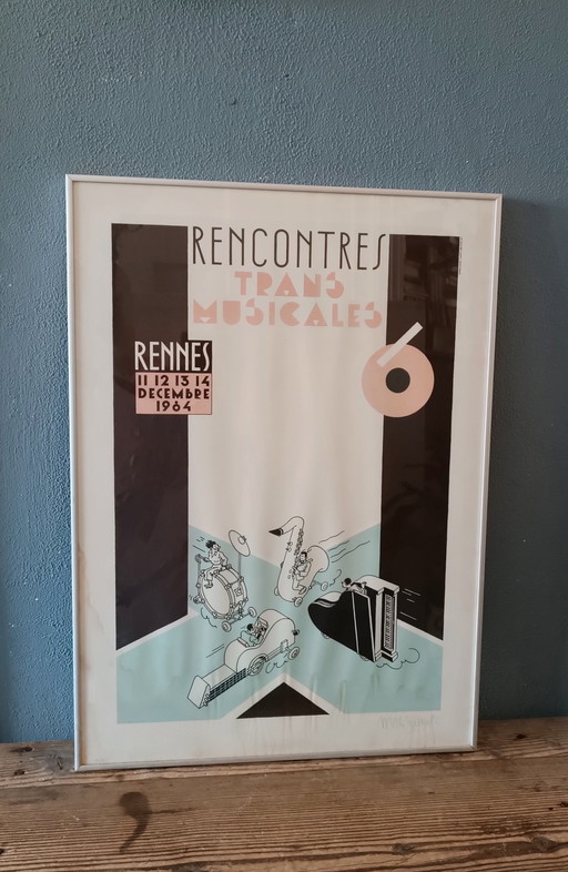 Vintage Joost Swarte "Rencontres Trans Musicales 1984" litho