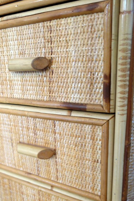 Cassettiera a 5 cassetti in vimini e bambù, anni '70/'80 – Cassettiere, Rattan, Wicker (photo 14 of 18)