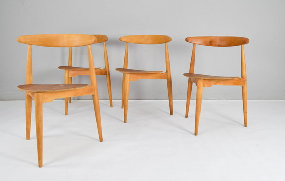 Image 1 of Fh4103 Heart Dining Chairs By Hans Wegner For Fritz Hansen, Denmark, 1950S, Set Of 4