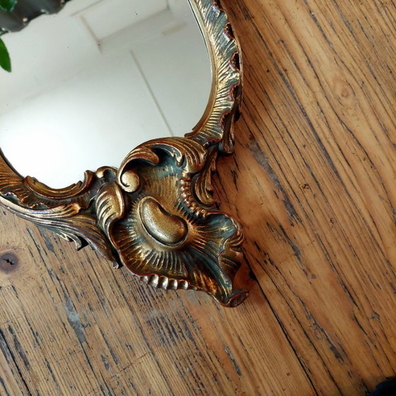 Image 1 of Barokke brocante gouden spiegel met engel 
