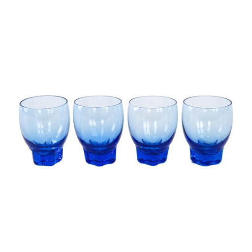 Set of cobalt glasses, Danish design, 1970s, manufactured in Denmark