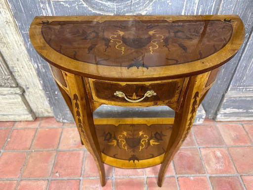 Console demi-lune marquetée style Napoléon III – fin XIXe
