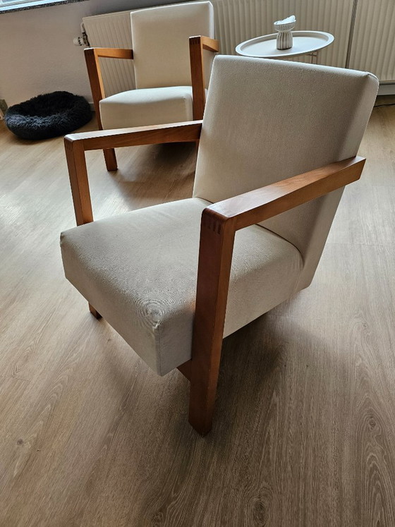 Dutch modernist low-profile armchairs, Wood, Beige (photo 7 of 11)
