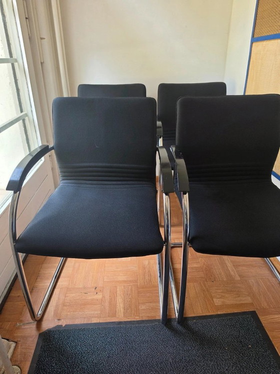 4 Originale Thonet S79 V Freischwinger Schwarz – Esszimmerstühle, Textile (photo 5 of 5)