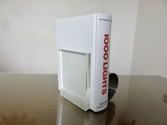 Image 1 of Serre Livre Déroulant Roche Bobois En Plexiglass Et Acier Inoxydable, 1970