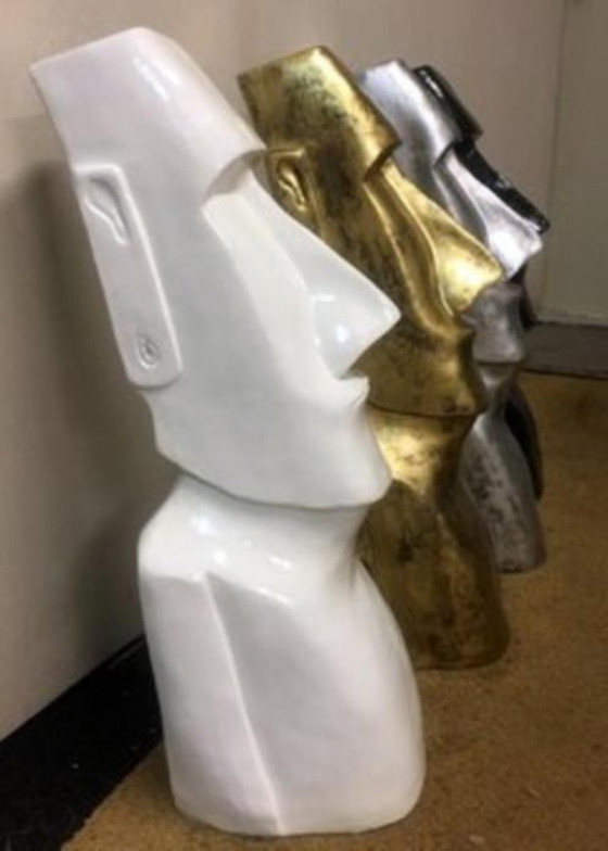 Image 1 of Statue de jardin Moai Île de Pâques Plastique blanc