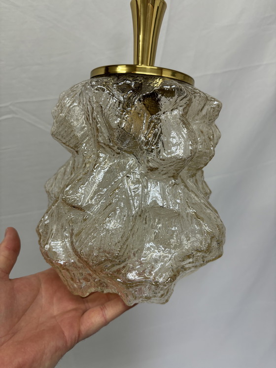 Image 1 of Vintage Peill & Putzler "Alaska" pendant lamp ice glass 1970