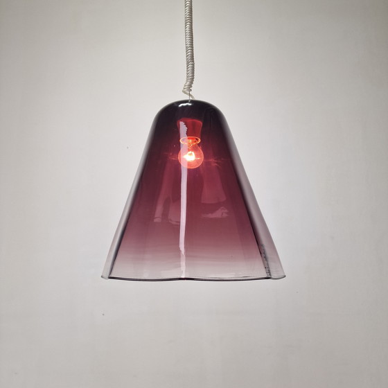 Image 1 of Italiaanse elegantie - Leucos hanglamp met transparant paars Murano glas
