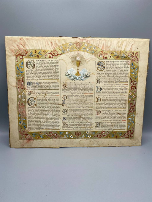 Liturgisches Holzbild der lateinischen Katholischen Kirche, illuminierte Chromolithografie – giclee prints, Wood