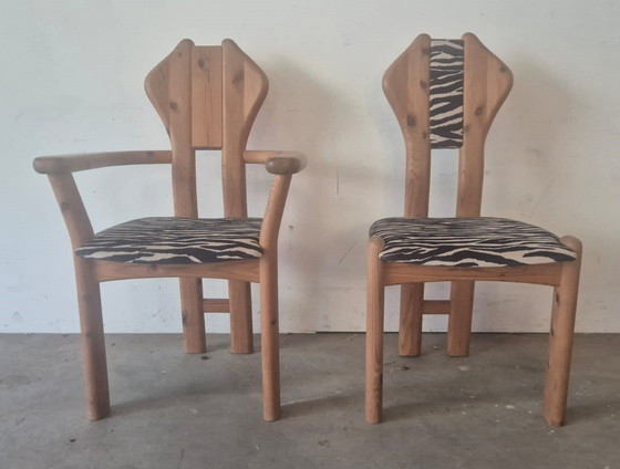 Image 1 of Brutalist pinewood dining chairs