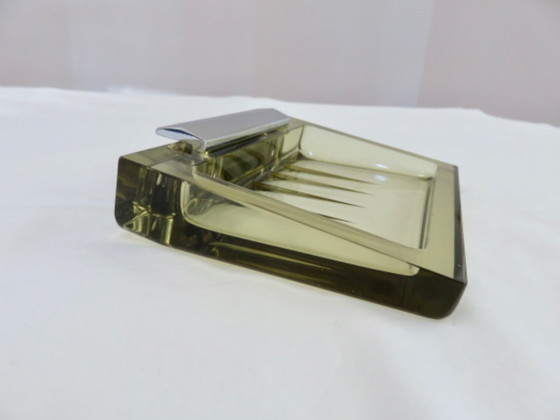 Image 1 of Wall-mounted soap dish in Murano glass and chrome-plated brass, Italy, 1970s