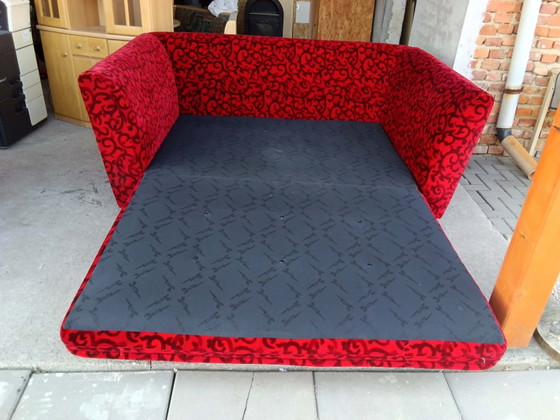 Red Fabric Monster Three-Seat Sofa with Rose Pattern from Bretz – Couches, Silver (photo 3 of 6)