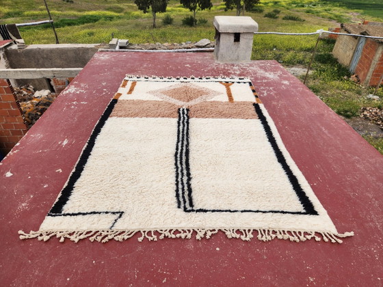 Grand tapis Beni Ouarain 300x206 cm – Laine épaisse – Motifs géométriques – Coton, Scandinavian (photo 4 of 11)
