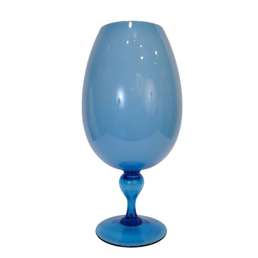 Opaalblauwe kristallen beker/vaas, jaren 70 – Italië