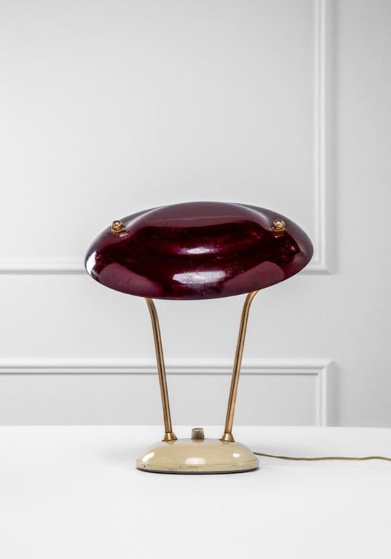 Image 1 of Mid-Century Messing Tisch / Schreibtischlampe, Frankreich ca. 1950