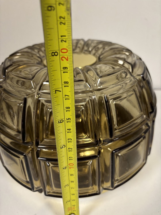 Image 1 of Ceiling and wall lamp made of brass and amber glass, Glashutte Limburg, Germany, 1960s