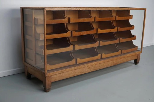 Antique British Maple and Oak Haberdashery Cabinet / Shop Counter, 1920s/30s