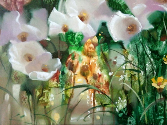 Original Oil Painting Abstract Expressionism Landscape Meadow Sunny Bouquet – Paintings & Drawings, Canvas (photo 4 of 8)