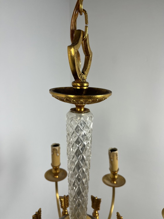 Image 1 of Vintage 1940s/50s gold plated French chandelier