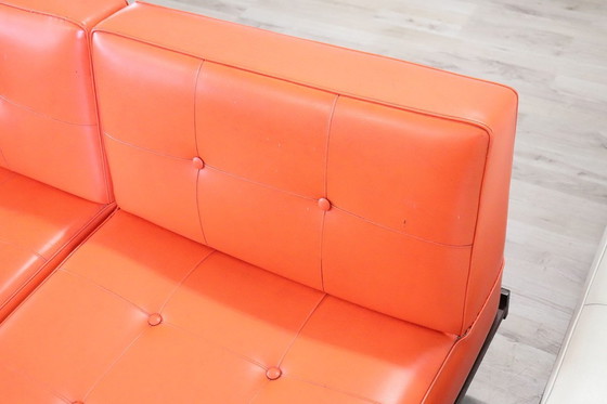 Image 1 of Sofás naranjas y blancos de Saporiti Italia, década de 1960, juego de 2