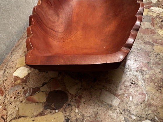 Image 1 of Vintage Reddish Carved Wooden Bowl/Empty Tray - 41/25/H 8 Cm