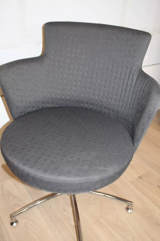 Image 1 of Vintage swivel armchair in axelson grey fabric for 2014 suede upholstery
