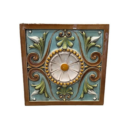 Grote Frans Art Nouveau keramieken tegel van Émile Müller