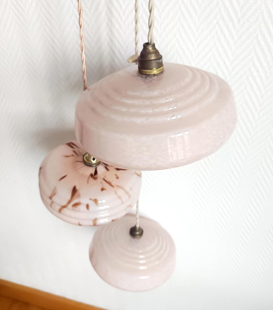 Image 1 of Suspension cascade globes verre de Clichy vintage