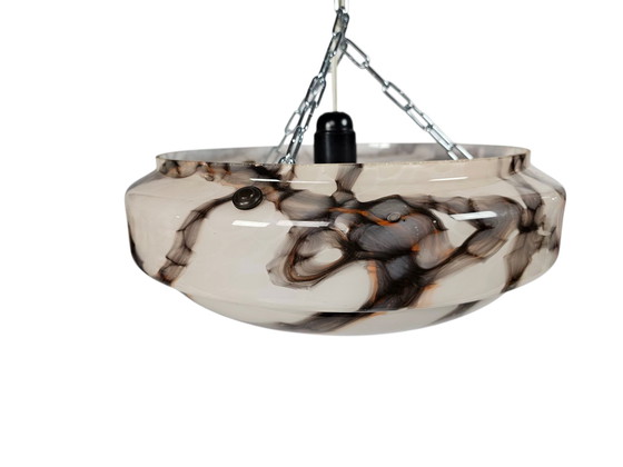Image 1 of Lampada a ciotola in vetro marmorizzato Art Déco - secondo quarto del XX secolo