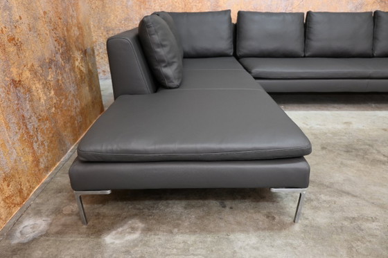 Divano angolare B&B Italia Charles Design in pelle grigia, appena rivestito. – Divani angolari, Leather (photo 7 of 9)