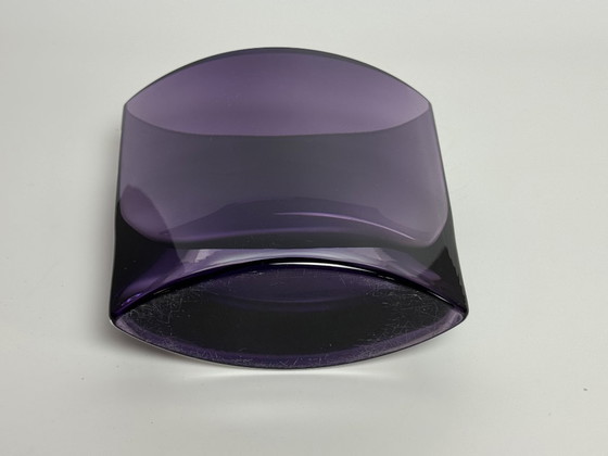 Image 1 of Modern Sculptural Violet Murano Glass Vase with Elliptical Form, Italy, 1980s
