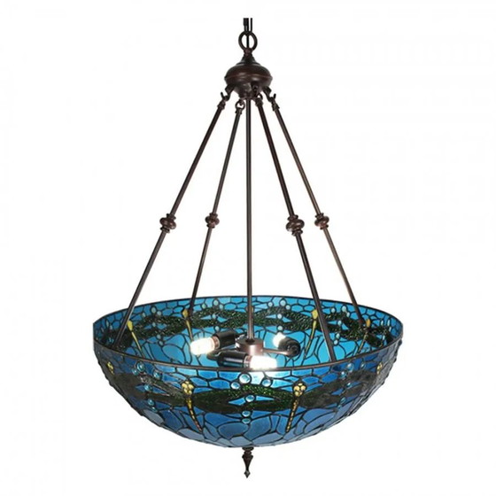 Grande suspension Tiffany Libelle, Cristal, Verre, Bleu (photo 4 sur 5)