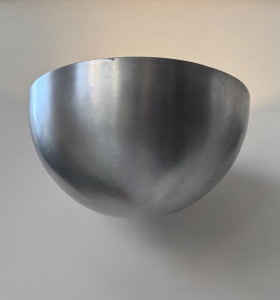 Image 1 of Paire d'appliques XL vintage, métal brossé, Italie, 1970