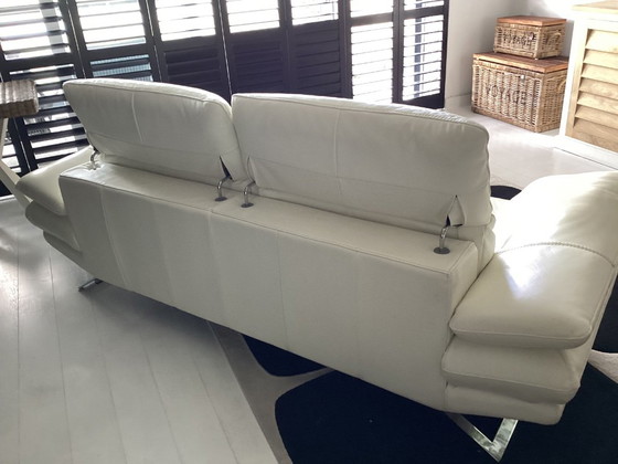 Schönes weißes Ledersofa mit passendem Hocker – DFS, Chaise longue, Leather (photo 5 of 12)