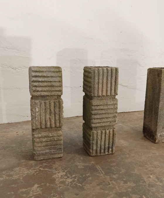 Image 1 of 6 vintage brutalistische plantenpotten