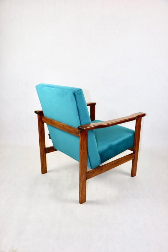 Image 1 of Fauteuil Vos in Blauw Turquoise, 1970