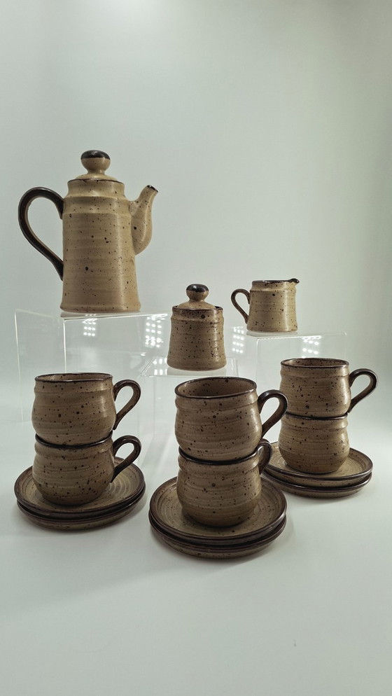 Image 1 of Service à café vintage complet en grès rocaille modèle "Japon"